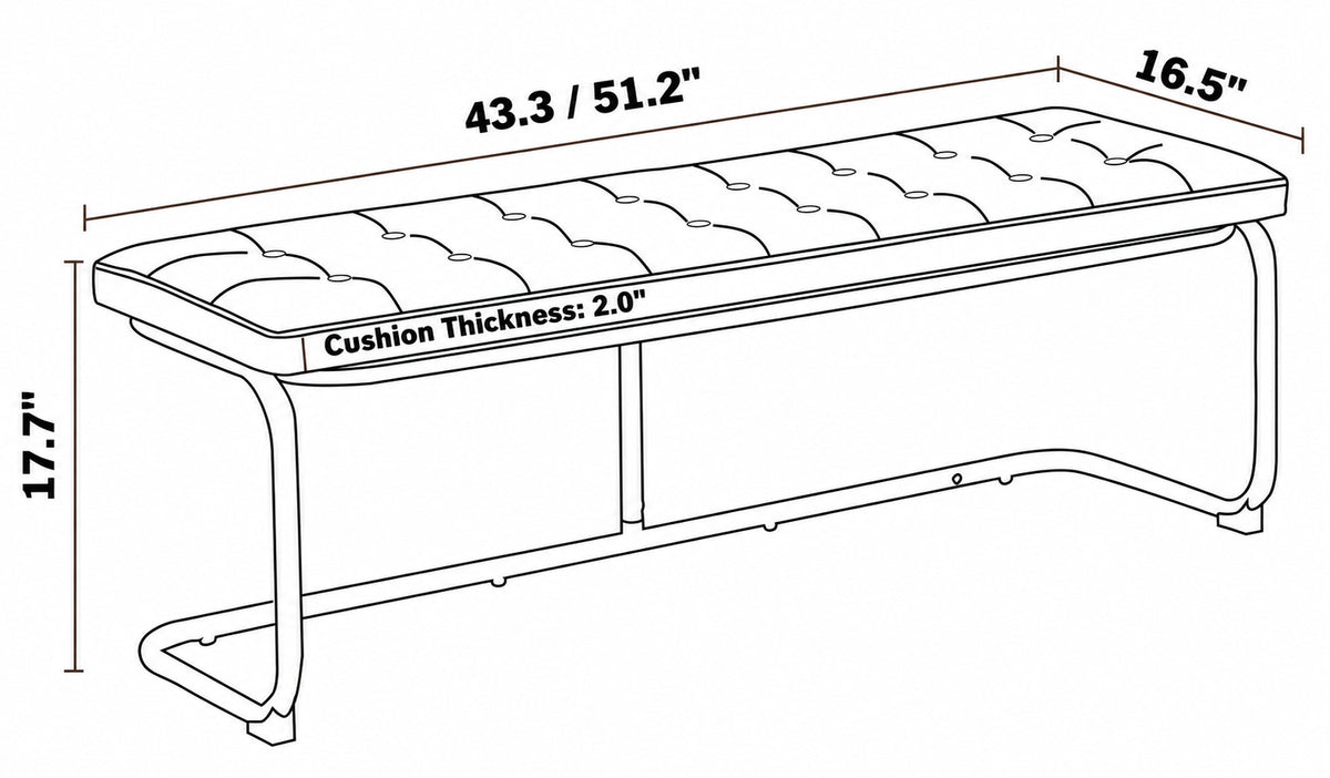Bauhaus PU Leather Dining Bench HOH XIL Size Chart