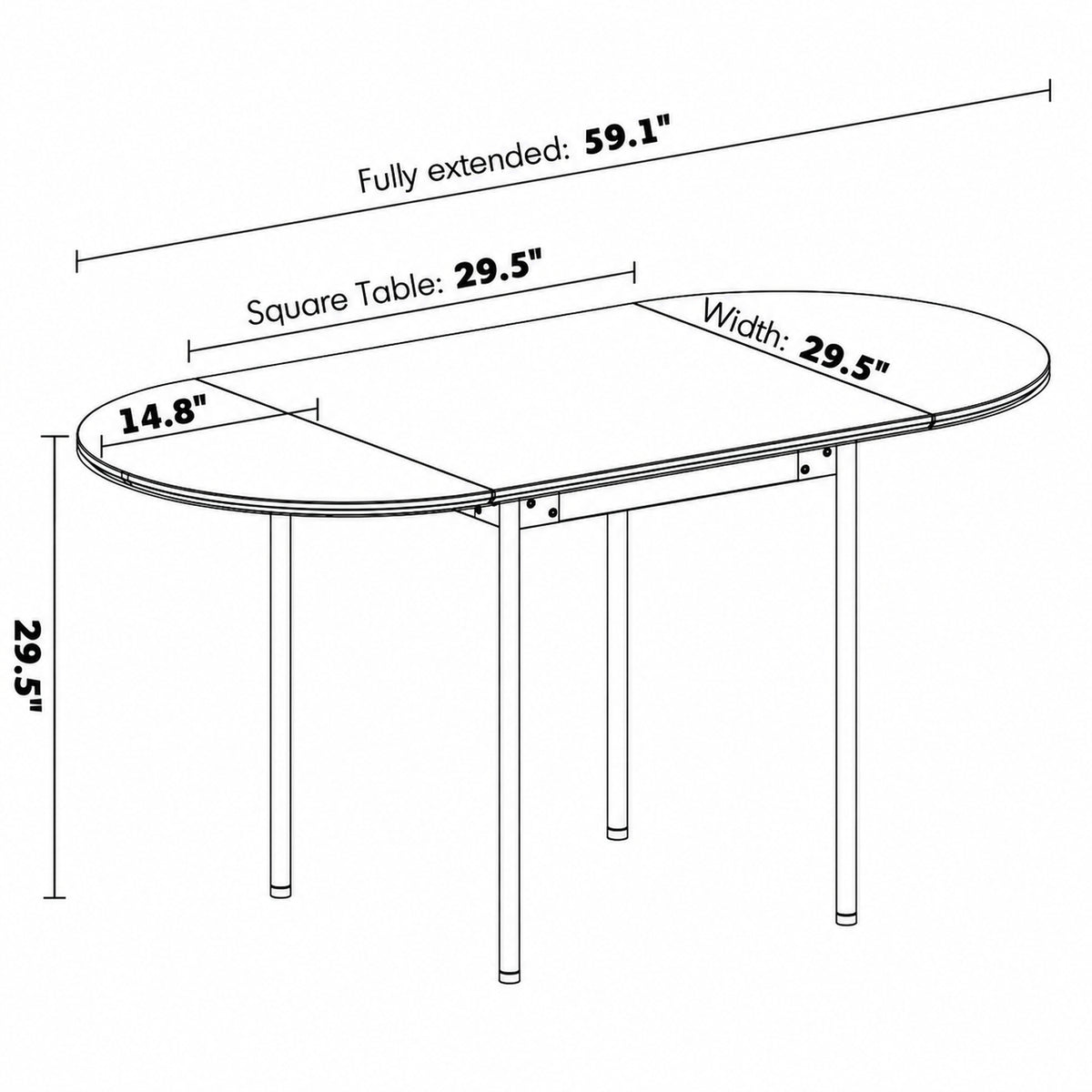 Bauhaus Boxwood Extendable Oval Dining Table SEASON Size Chart