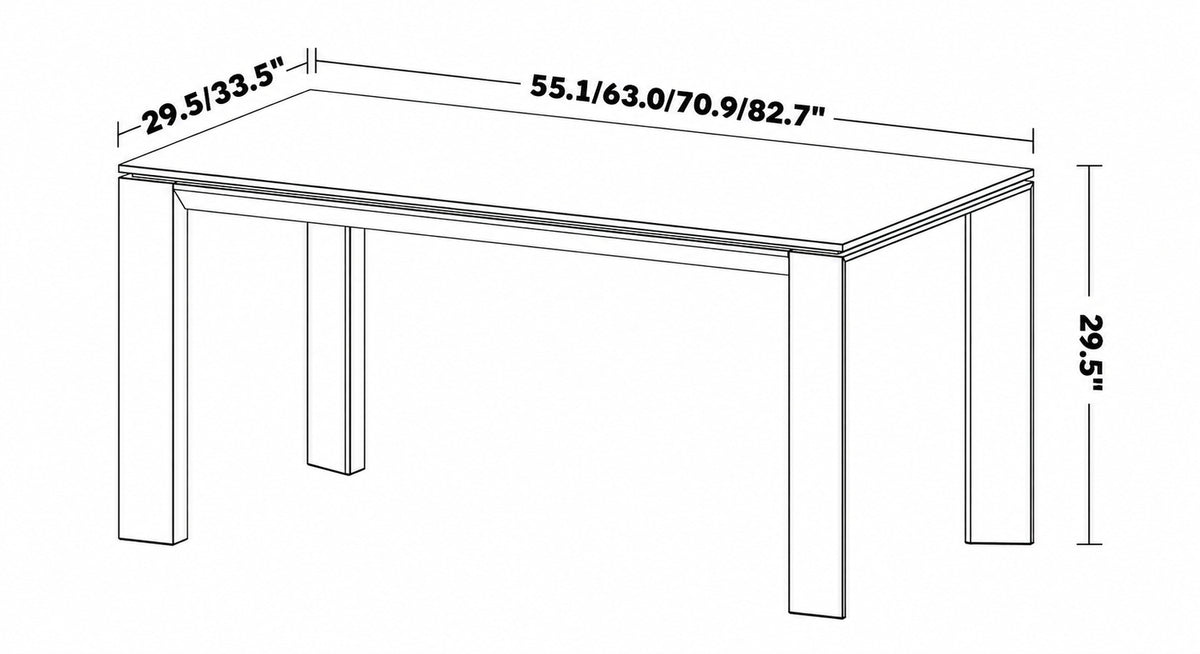 Minimalist Oak Wood Veneer Plywood Dining Table HORIZON Size Chart