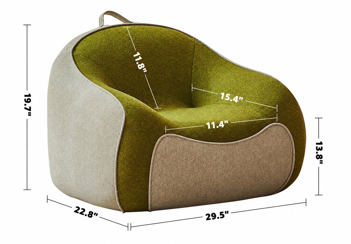 Bauhaus Wool Fabric Kids 1 Seater Sofa AVOCADO Size Chart
