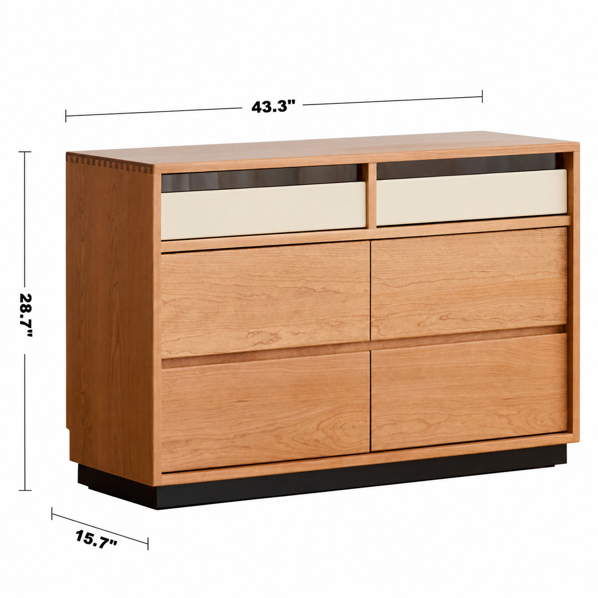 Scandinavian Cherry Wood Chest Of 6 Drawers TIMELESS Size Chart