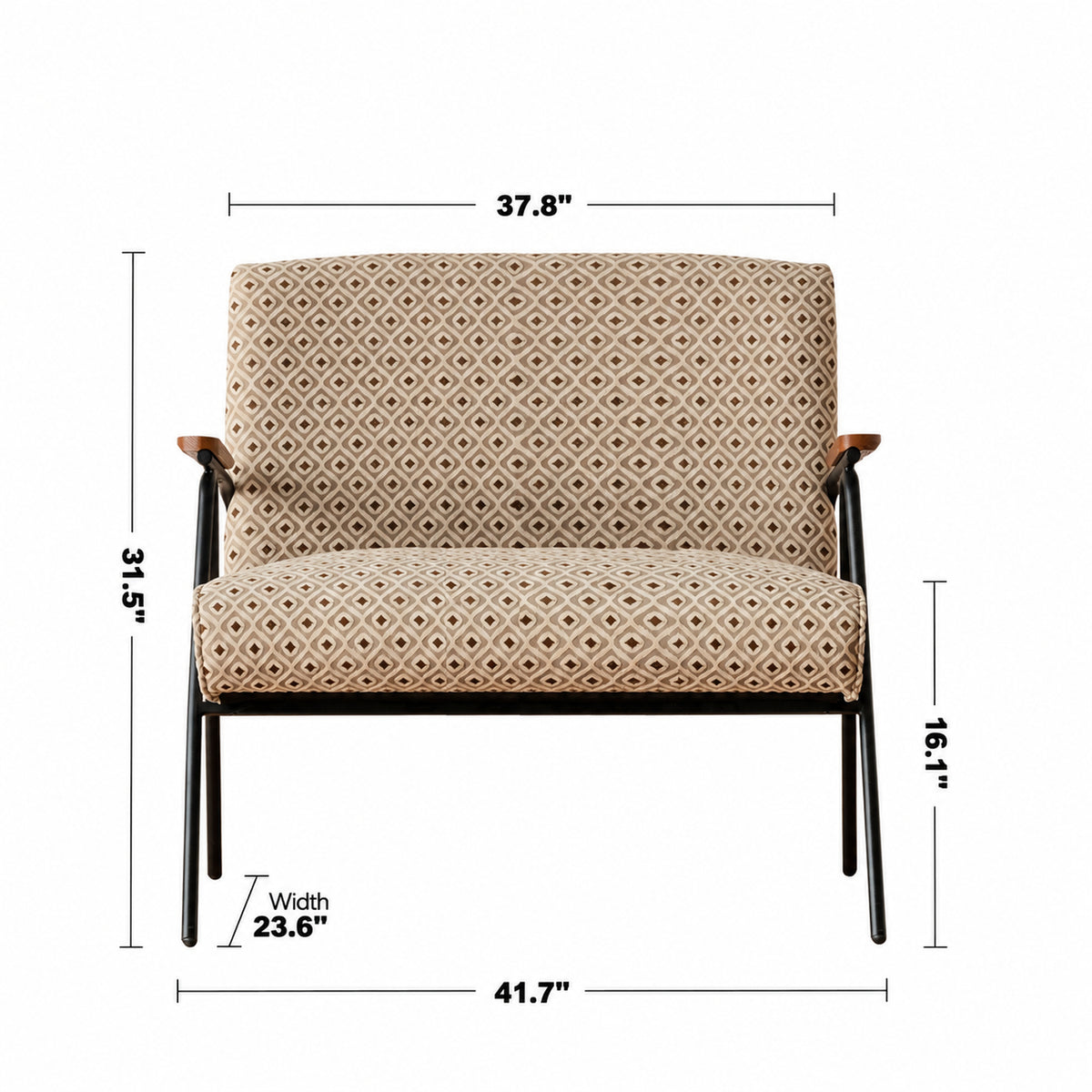 Bauhaus Mixed Weave Fabric 2 Seater Sofa WHEAT Size Chart