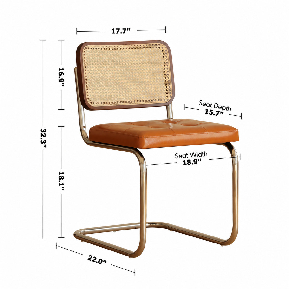 Bauhaus Rattan PU Leather Dining Chair HOH XIL Size Chart
