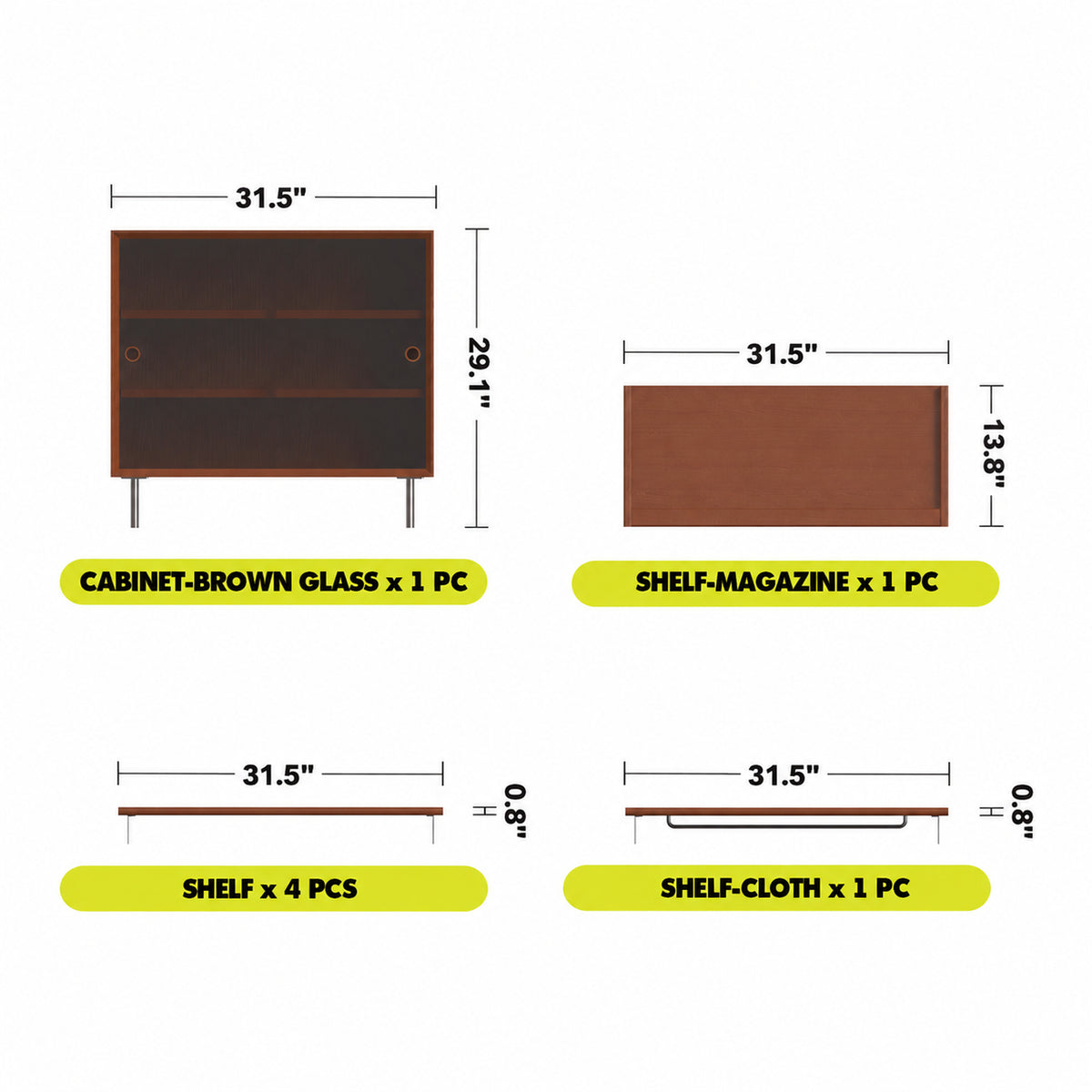 Bauhaus Boxwood Modular Hanging Wall Shelf System MUSE ENTRYWAY Size Chart_2