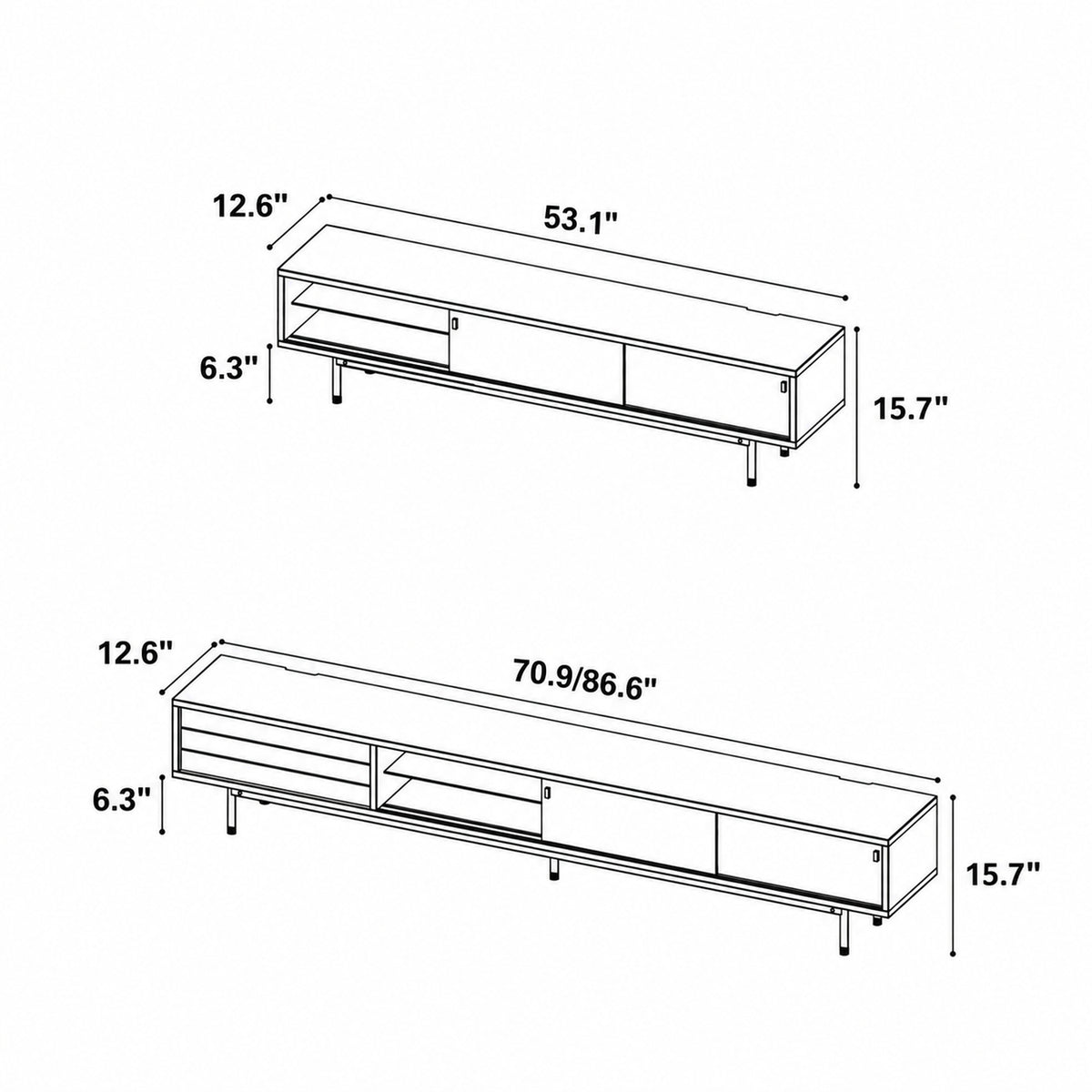 Bauhaus Boxwood TV Console BACH Size Chart