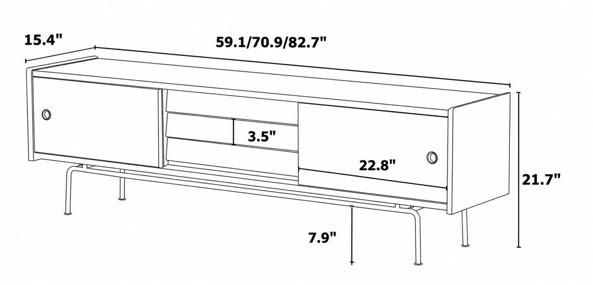 Bauhaus Boxwood TV Console SILVER SALT Size Chart