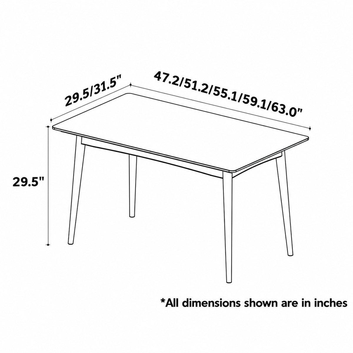 Scandinavian Sintered Stone Dining Table GREEN Size Chart