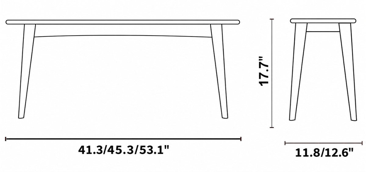Scandinavian Cherry Wood Dining Bench GREEN Size Chart