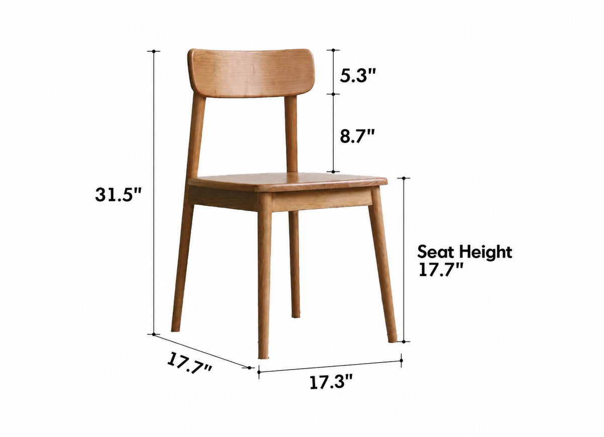 Scandinavian Cherry Wood Dining Chair GREEN Size Chart