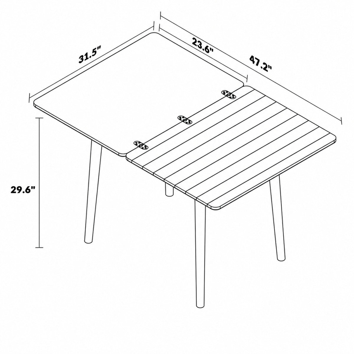 Scandinavian Cherry Wood Extendable Dining Table FOREST Size Chart