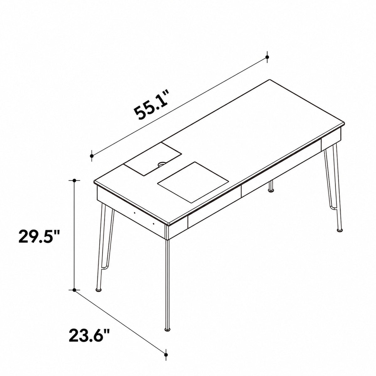 Scandinavian Cherry Wood Study Table TIMELESS Size Chart