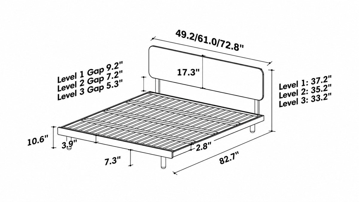 Scandinavian Cherry Wood Bed ISLE Size Chart