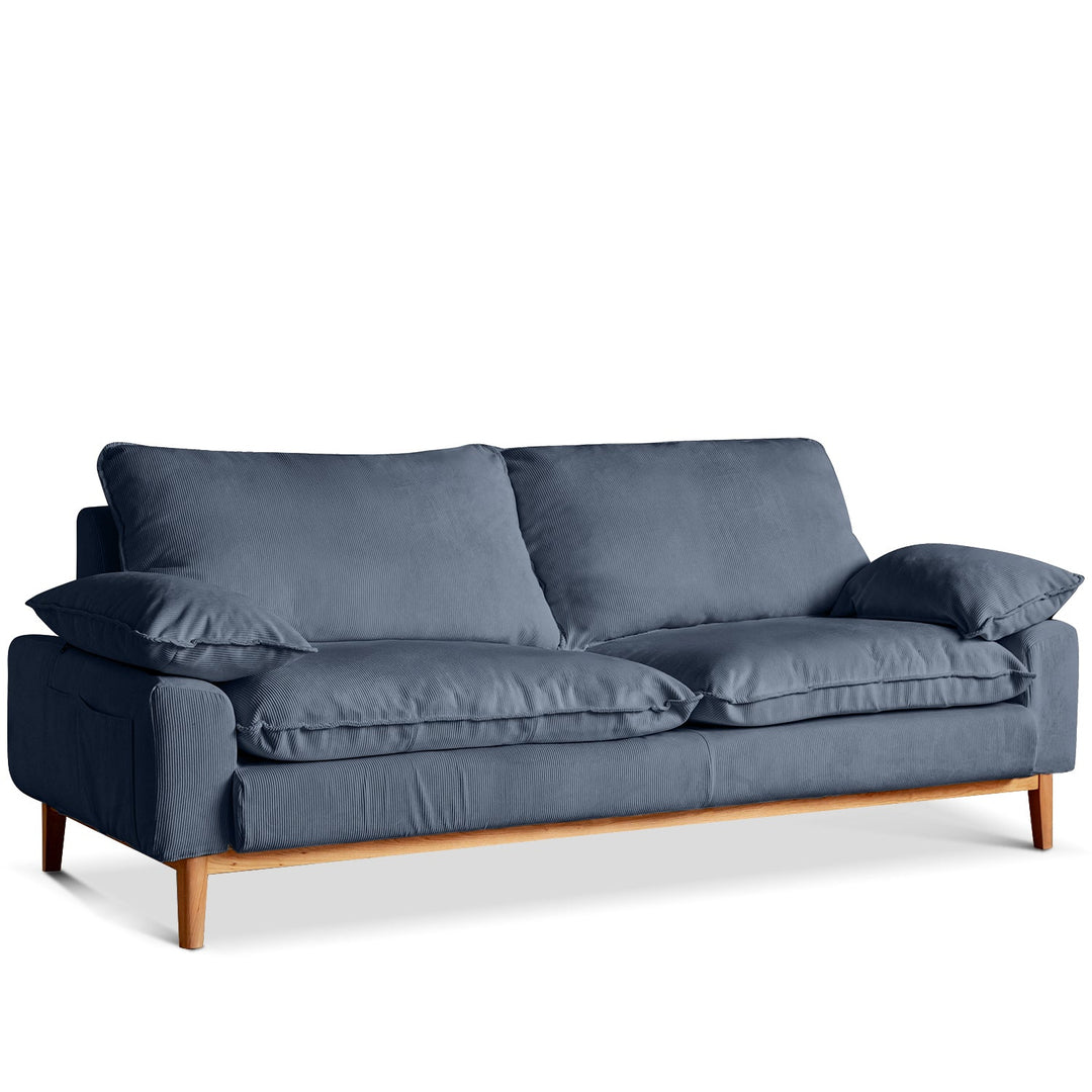 Scandinavian Corduroy Velvet Fabric 3 Seater Sofa INDIGO