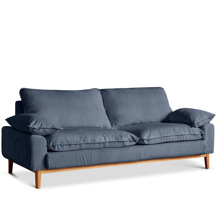 Scandinavian Corduroy Velvet Fabric 3 Seater Sofa INDIGO