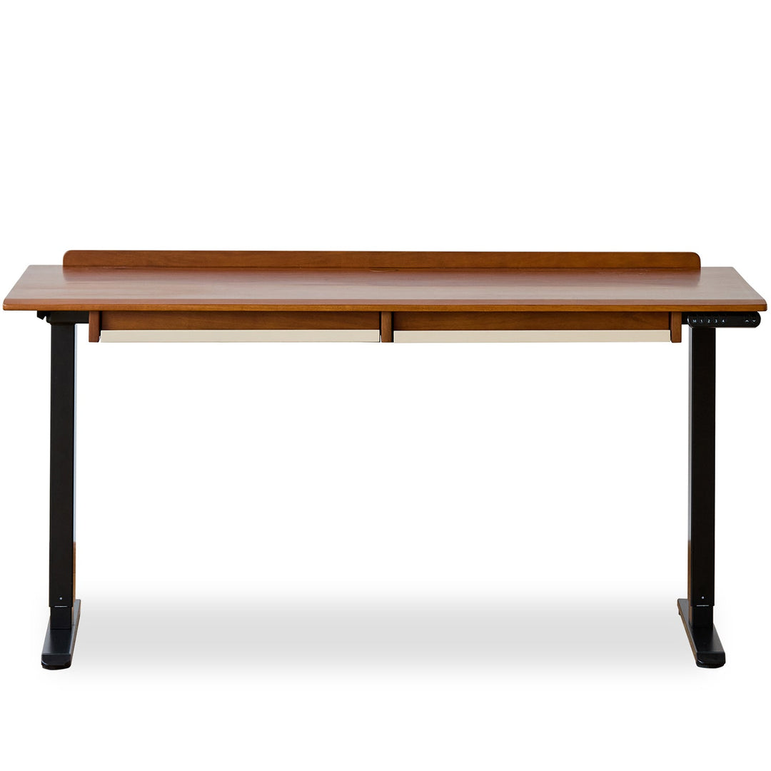Bauhaus boxwood electric height adjustable lift-up study table elevate in still life.