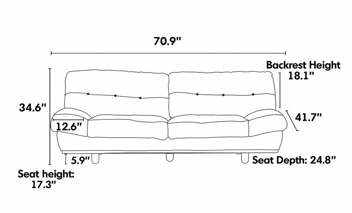 Scandinavian Cat Scratch Resistant Fabric 2 Seater Sofa NIMBUS Size Chart