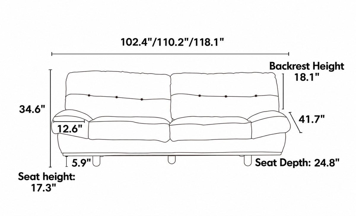 Scandinavian Cat Scratch Resistant Fabric 4 Seater Sofa NIMBUS Size Chart