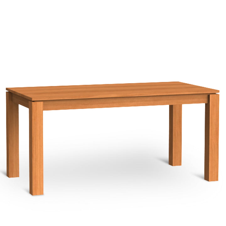 Scandinavian cherry wood dining table shoreline in panoramic view.
