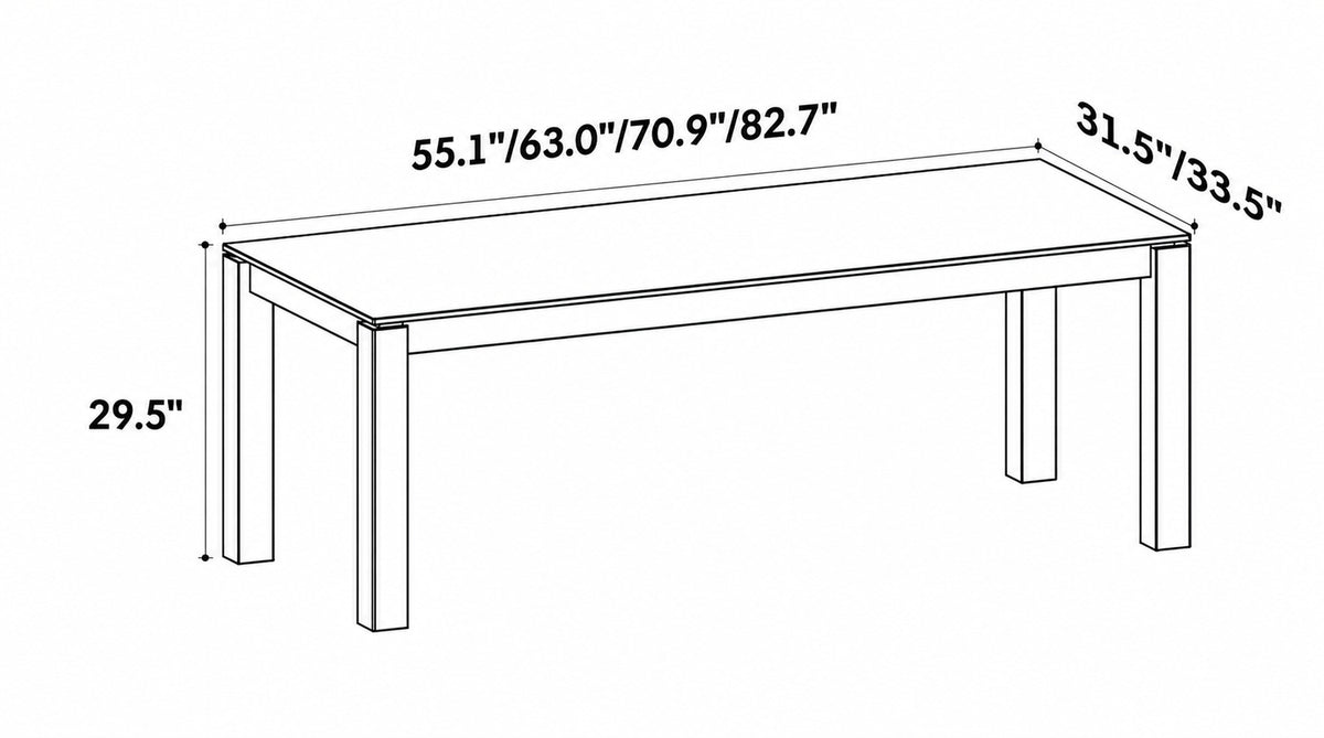 Scandinavian Cherry Wood Dining Table COASTAL Size Chart