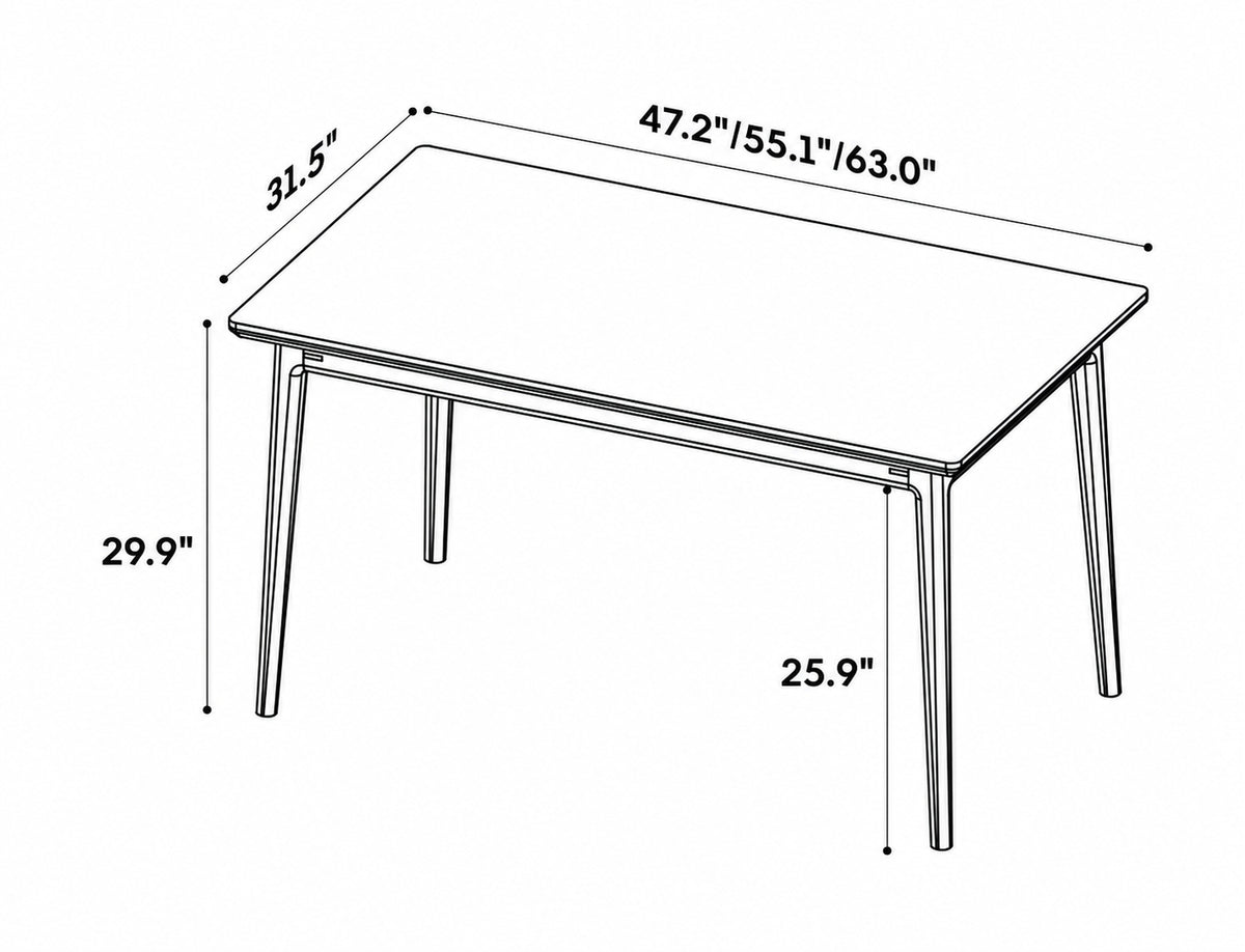Bauhaus Sintered Stone Dining Table MIES Size Chart