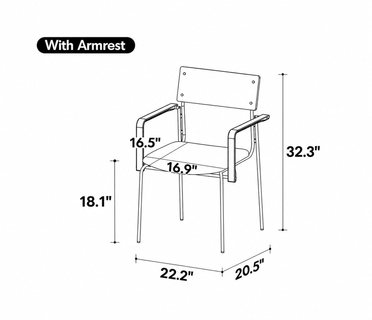 Bauhaus Boxwood Dining Chair PINECONE Size Chart