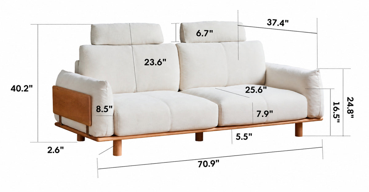 Scandinavian Mixed Weave Fabric 2 Seater Sofa BESSEN Size Chart