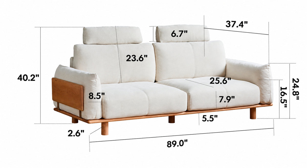 Scandinavian Mixed Weave Fabric 3 Seater Sofa BESSEN Size Chart