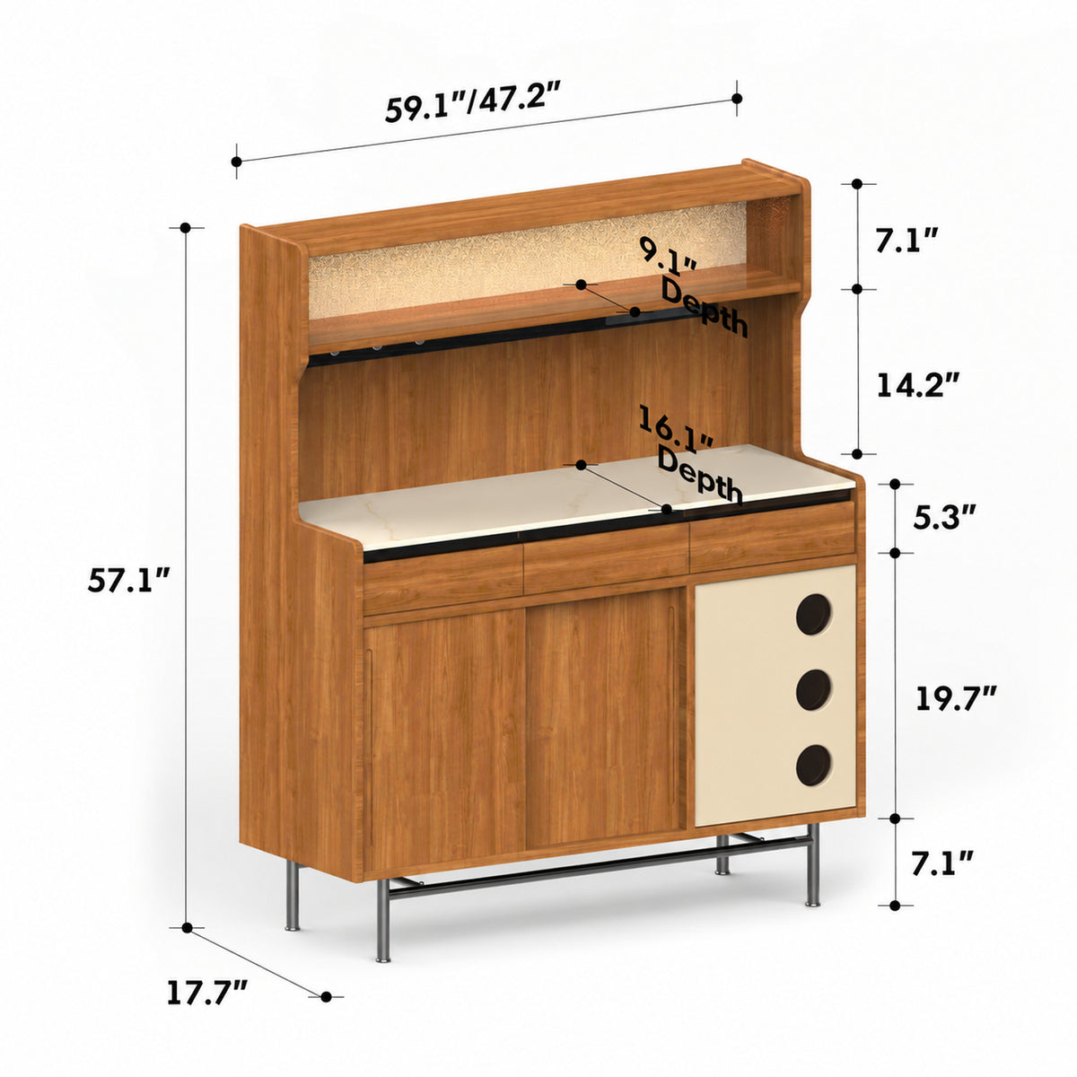 Scandinavian Sintered Stone Storage Side Cabinet TIMELESS Size Chart
