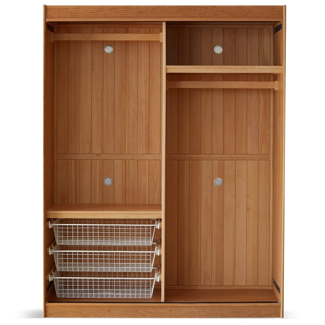 Scandinavian Cherry Wood Sliding Door Wardrobe NAVA