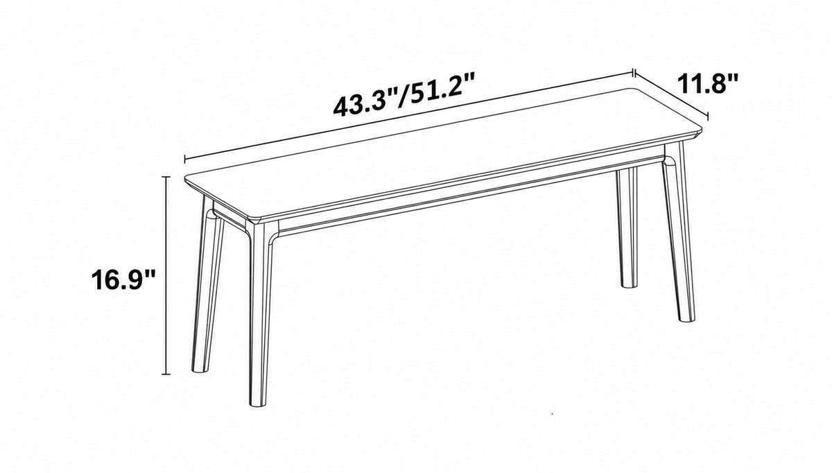 Vintage Boxwood Dining Bench MIES Size Chart