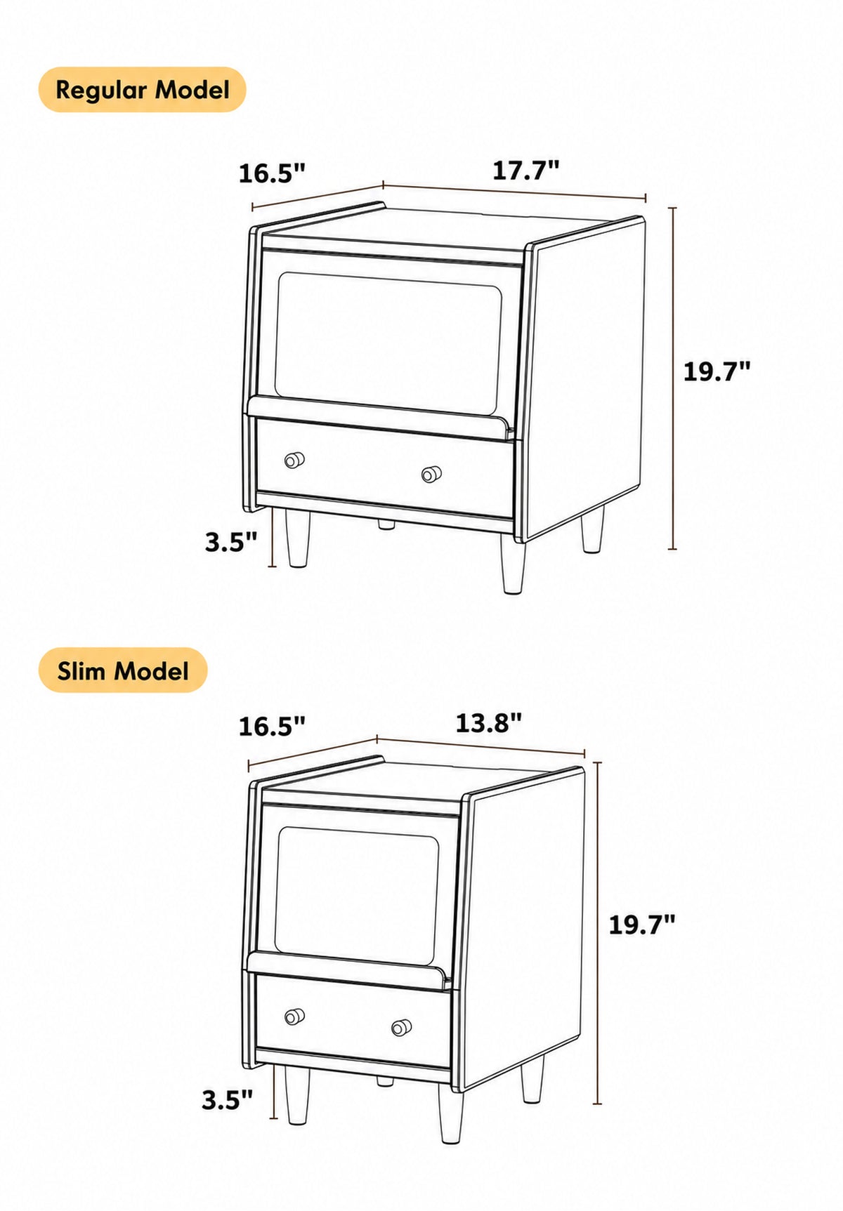 Vintage Boxwood Side Table CUCKOO Size Chart