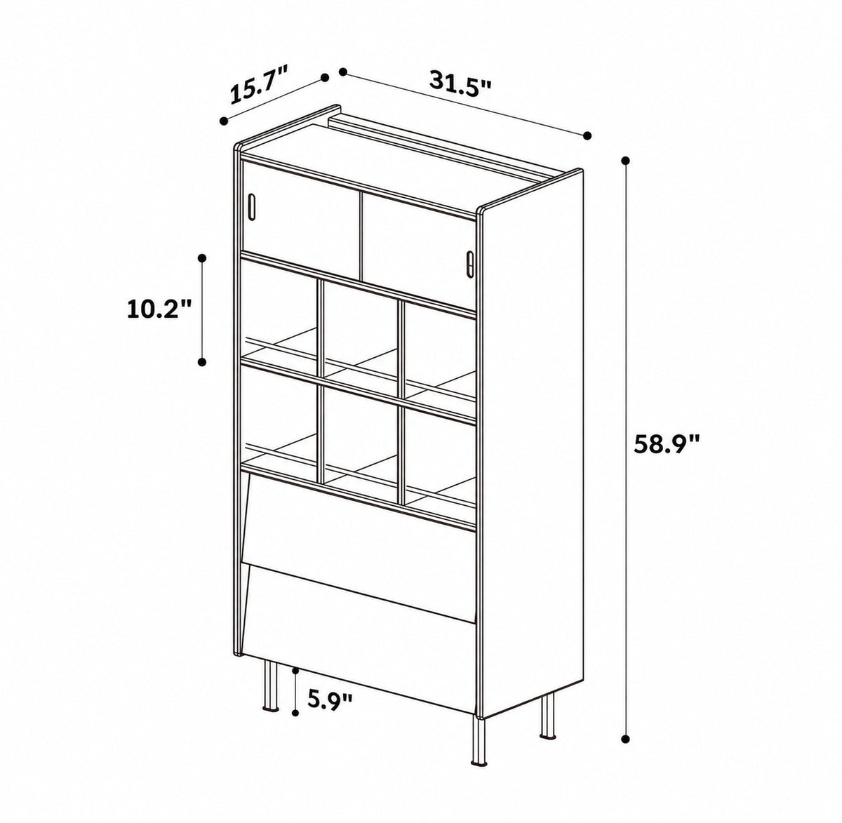 Bauhaus Boxwood Display Cabinet MIES Size Chart