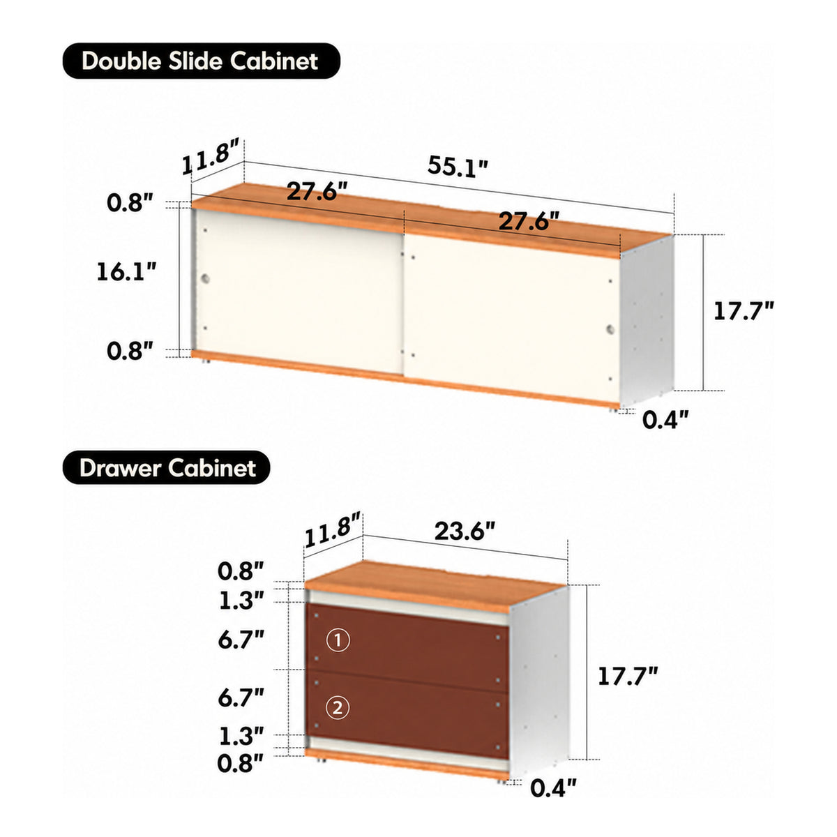 Bauhaus Aluminium Modular TV Console GEOMETRIC Size Chart