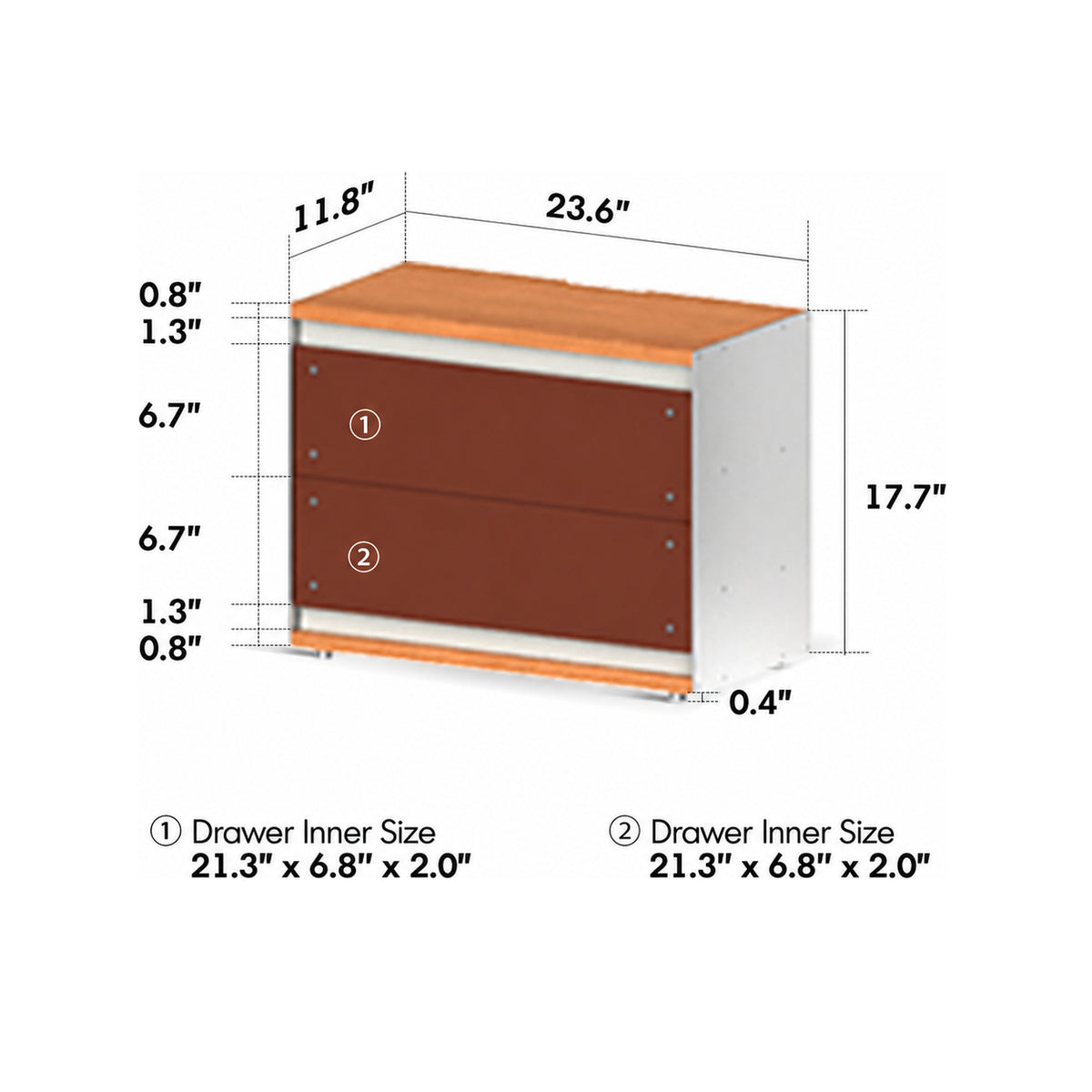Bauhaus Aluminium Modular Chest Of Drawer GEOMETRIC Size Chart