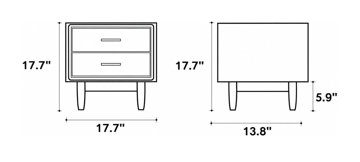 Scandinavian Cherry Wood Side Table GREEN Size Chart