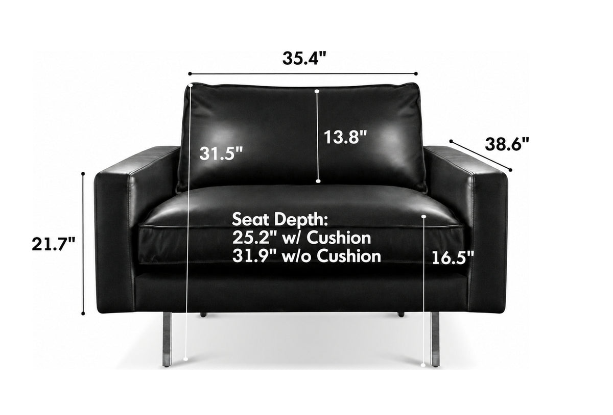 Minimalist Microfiber Leather 1 Seater Sofa UNIQUE Size Chart