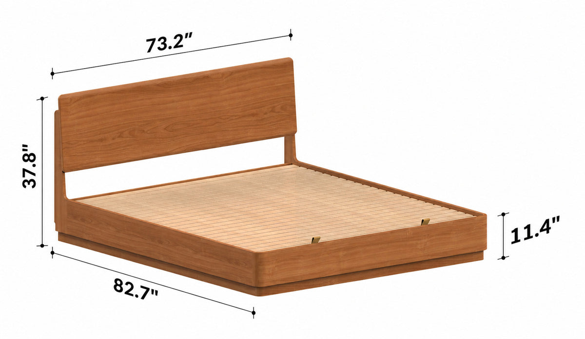 Scandinavian Cherry Wood Lift-Up Storage Bed SQUARE BOX Size Chart