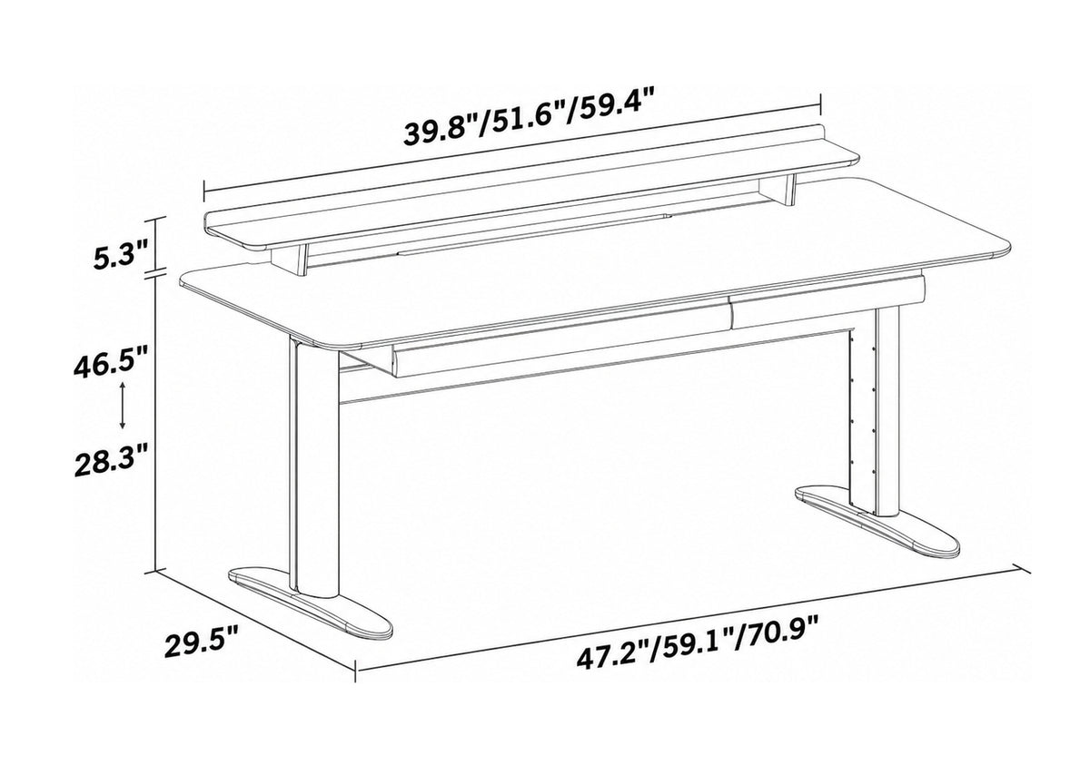 Scandinavian Cherry Wood Electric Height Adjustable Study Table UP Size Chart