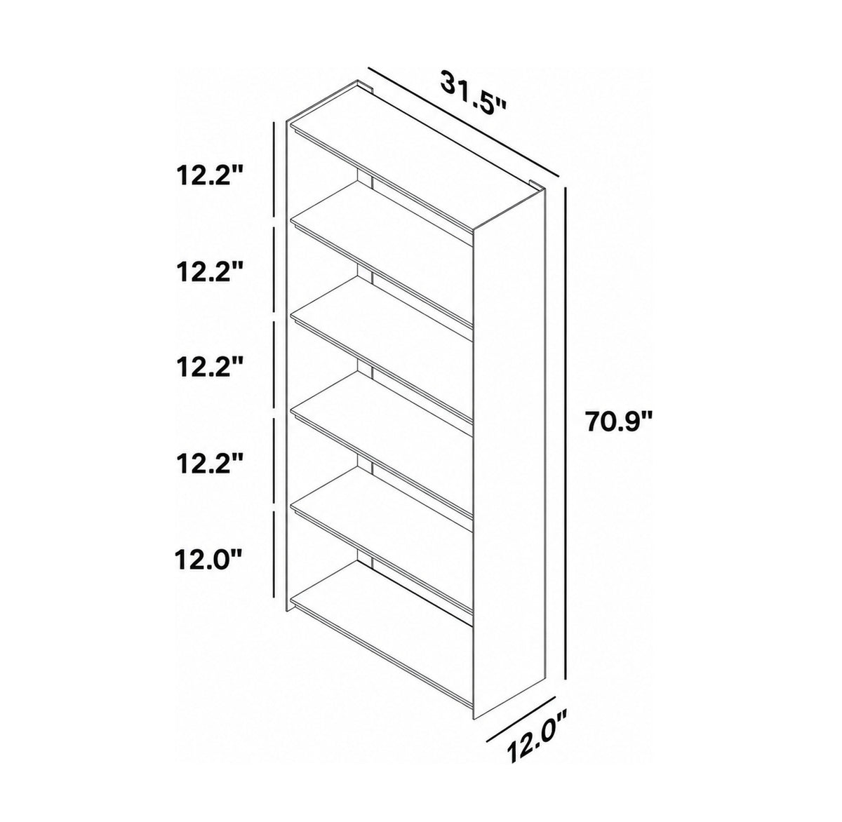 Minimalist Steel Bookshelf AESOP Size Chart