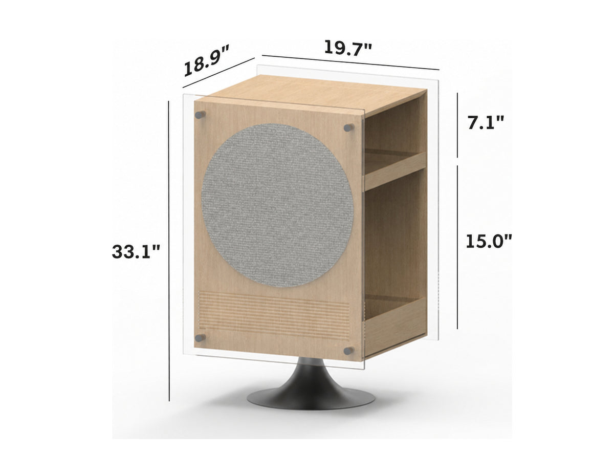 Minimalist Oak Wood Veneer Revolving Side Table MUSE Size Chart