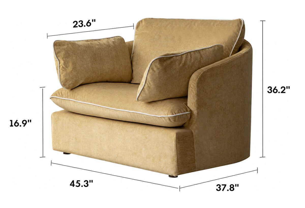Scandinavian Chenille Velvet Fabric 1 Seater Sofa MIRA Size Chart