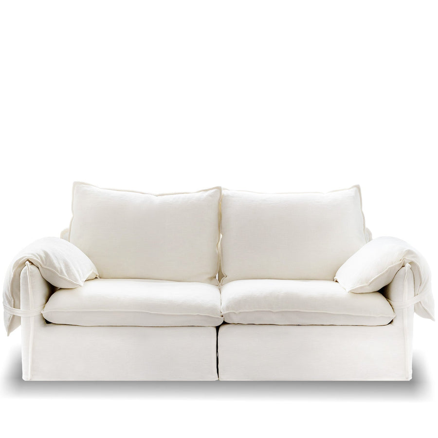 Cream Cotton Fabric 2 Seater Sofa FOLDING EAR