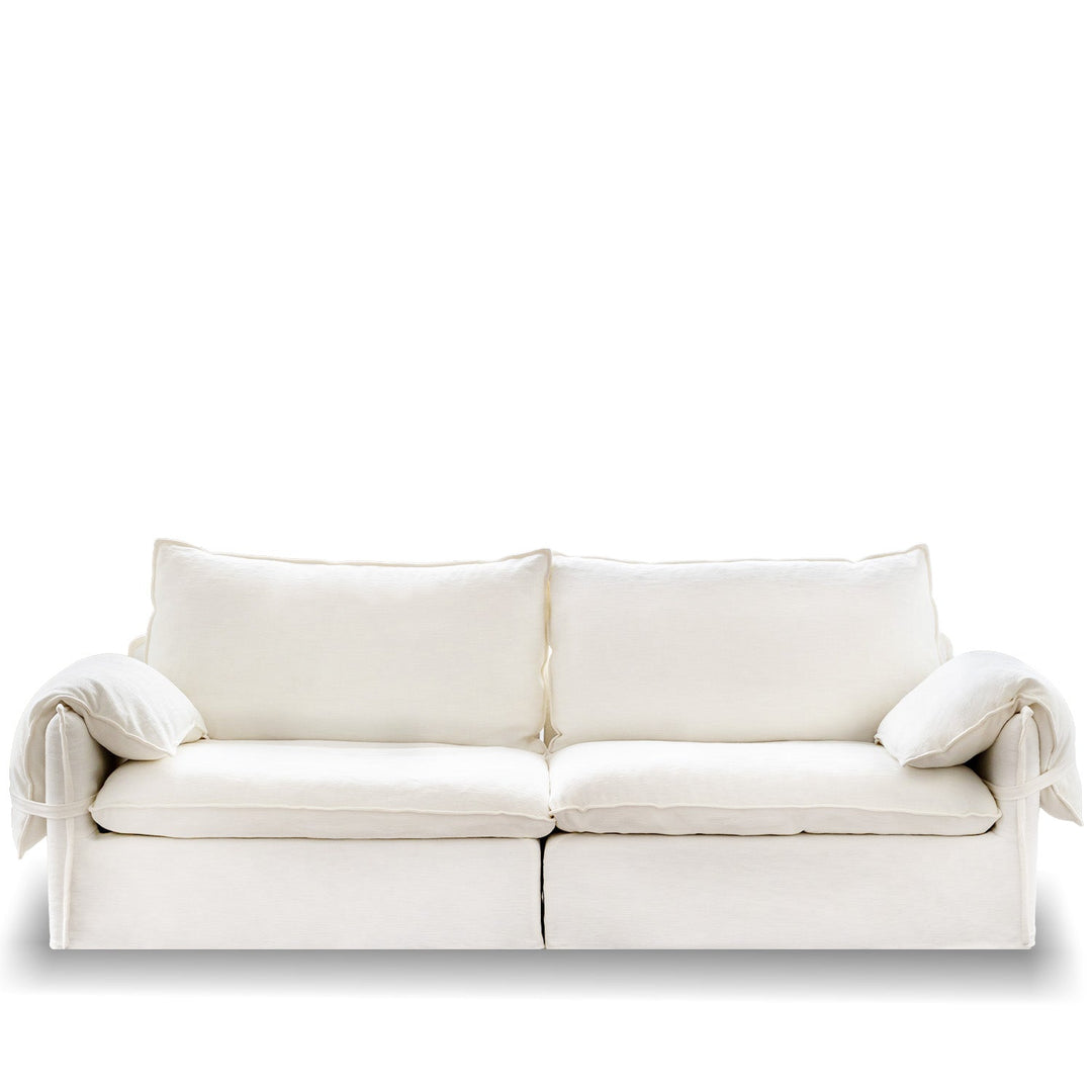 Cream Cotton Fabric 3 Seater Sofa FOLDING EAR