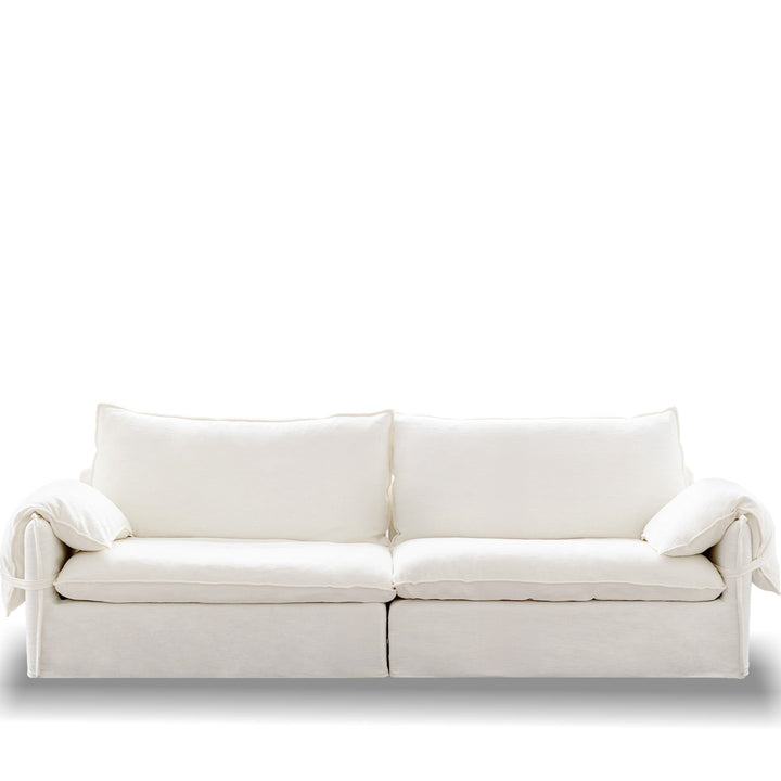 Cream Cotton Fabric 3 Seater Sofa FOLDING EAR