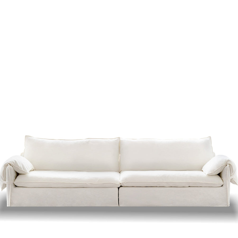 Cream Cotton Fabric 4 Seater Sofa FOLDING EAR