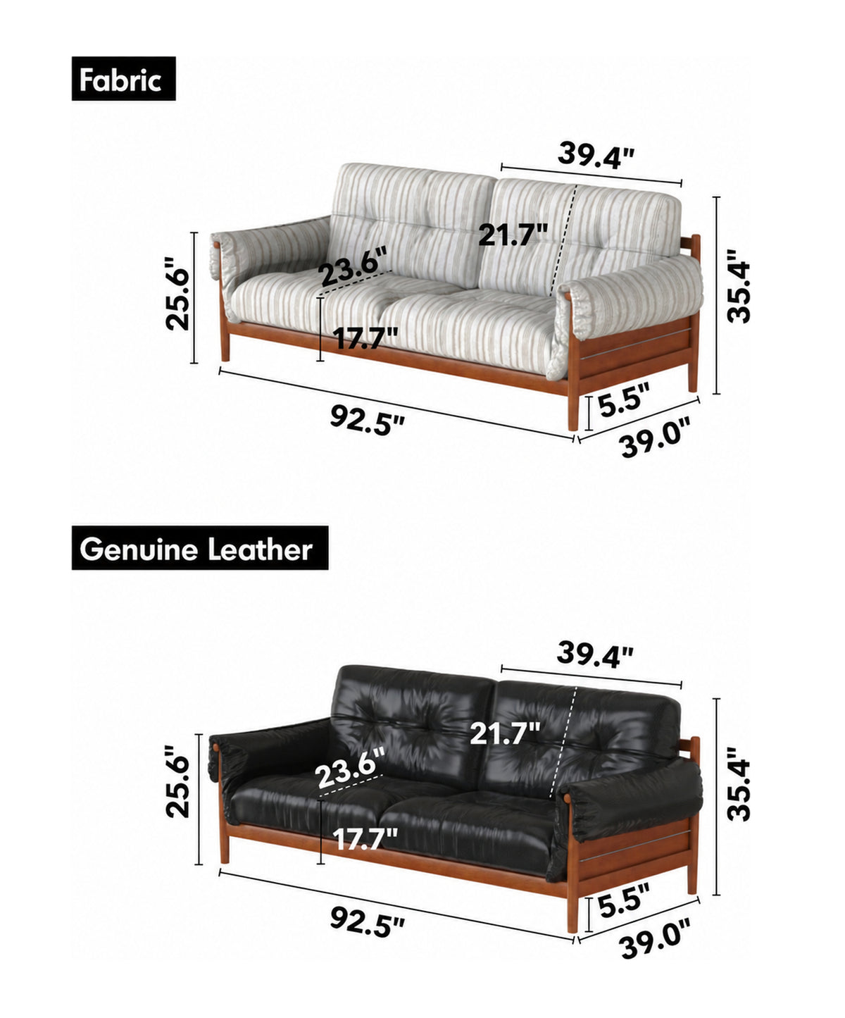Bauhaus Chenille Velvet Fabric Boxwood 3 Seater Sofa OPEN BACKED Size Chart