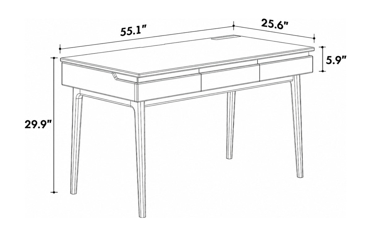 Minimalist Oak Wood Study Table FLOATING LIGHT Size Chart