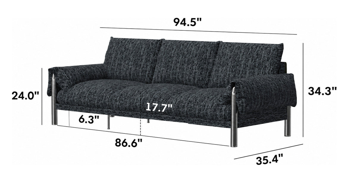 Bauhaus Boucle Fabric 3 Seater Sofa SONG Size Chart