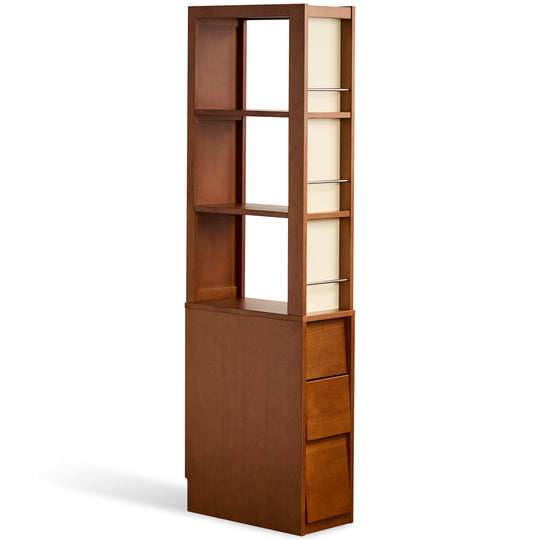 Bauhaus boxwood corner bookshelf mies in white background.