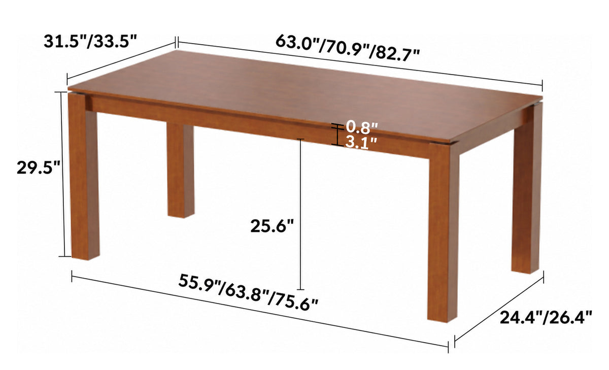 Vintage Boxwood Dining Table COASTAL Size Chart